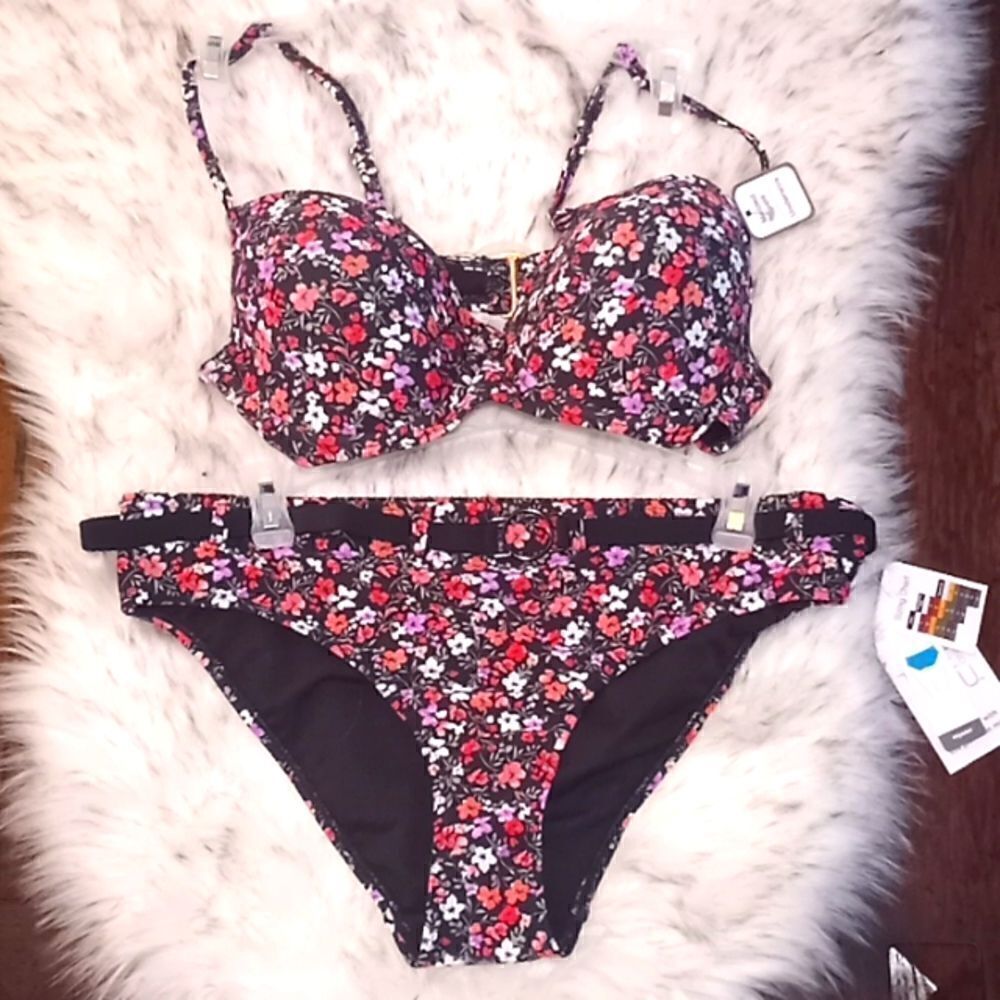 Women's Plus Printed Floral Bikini Swimsuit Bathing Suit Size M (8/10), S (4/6)